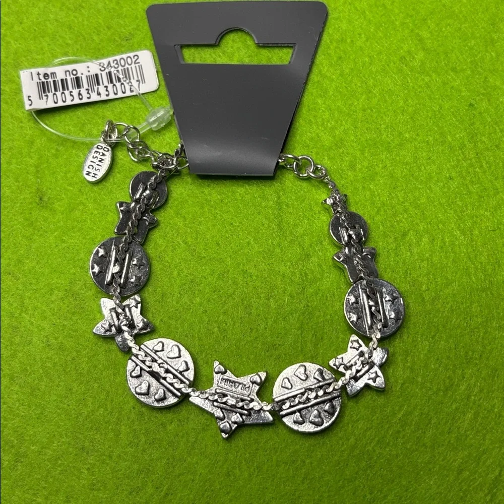 Pilgrim Silver Tone and Yellow Argyle Star and Crystal Accents Bracelet